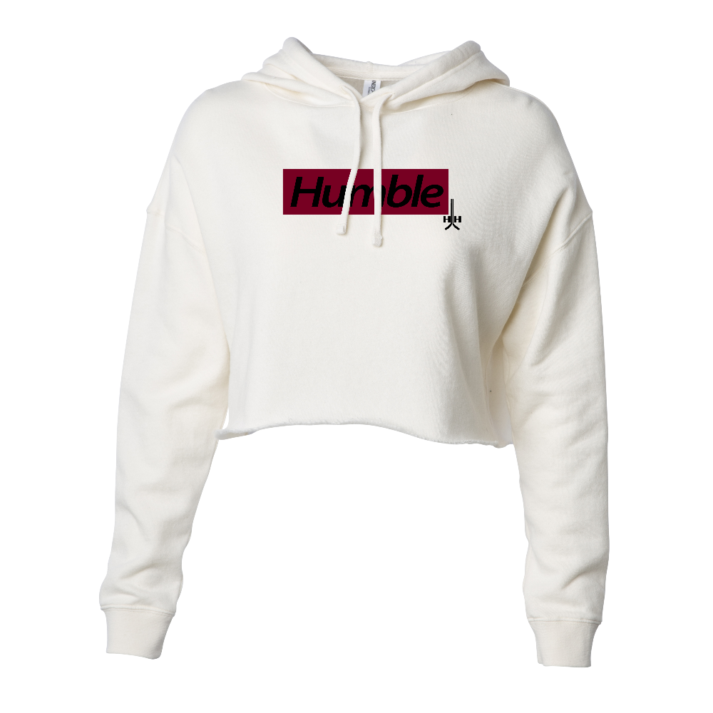 Bone white red design black text letters hooded crop hoodie cotton polyester blend